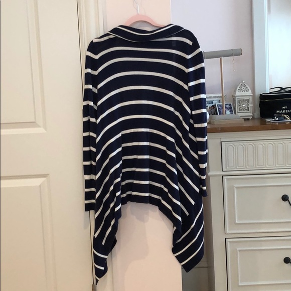 Boston Proper | Navy Blue/ White Striped Cardigan - Picture 4 of 4